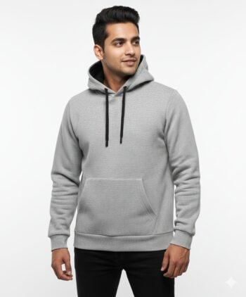 Grey Textured Pullover Hoodie