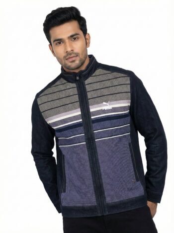 Colorblock Knit Detail Zip-Up Bomber Jacket