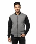 Grey & Black Contrast Bomber Jacke