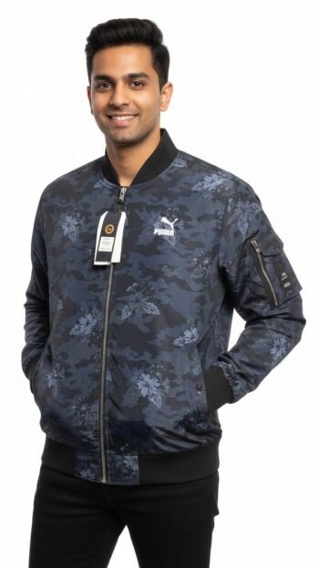PUMA Camo-Floral Print Bomber Jacket