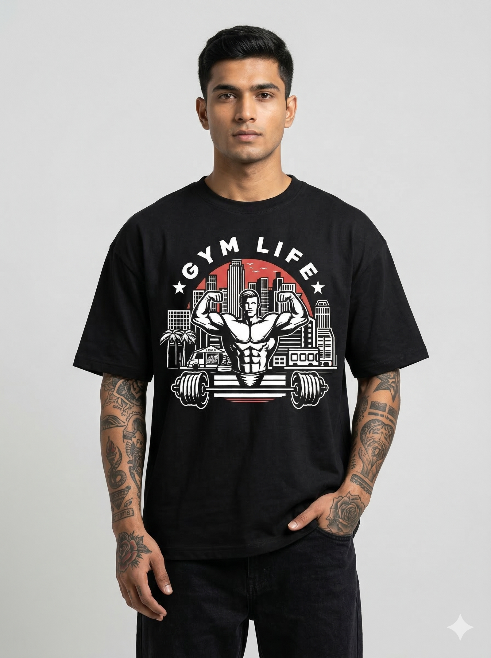 The "Metropolis Muscle" Oversized Back-Print Tee - Image 3
